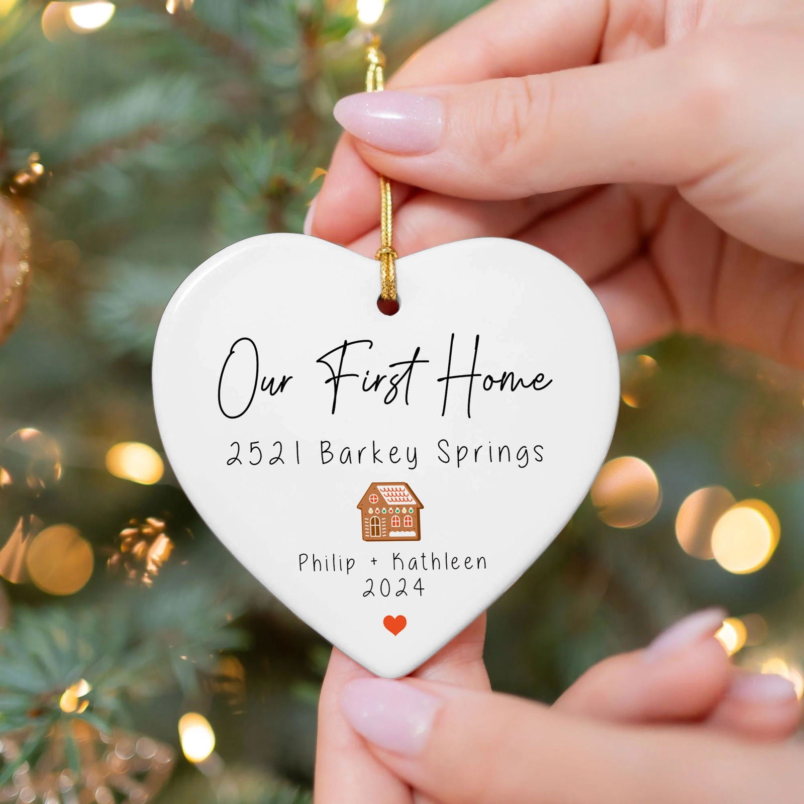Personalized New Home Ornament, Ceramic Heart Ornament, Housewarming Gifts for New House Ornament, Keepsake Sign, Heart Plaque, New House Gift Ideas, Welcome Home Gifts CY02-1 - Kindlytoys