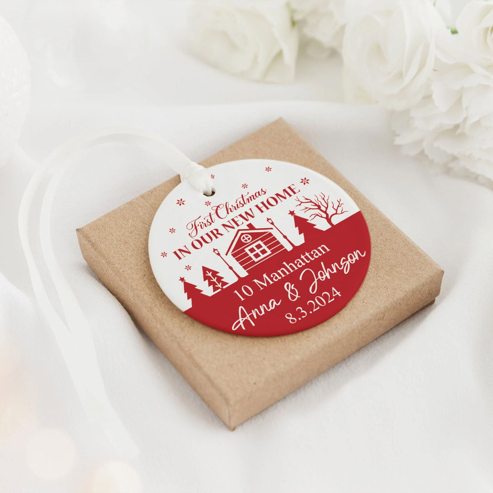 Personalized New Home Ornament, New House Gift Ideas, Housewarming Gifts for New House Ornament, Welcome Home Gifts, Personalized First Christmas in Our New Home Ornament, Custom House Address Christmas Ornament, Couples New Home Ornament CX01-1 - Kindlytoys