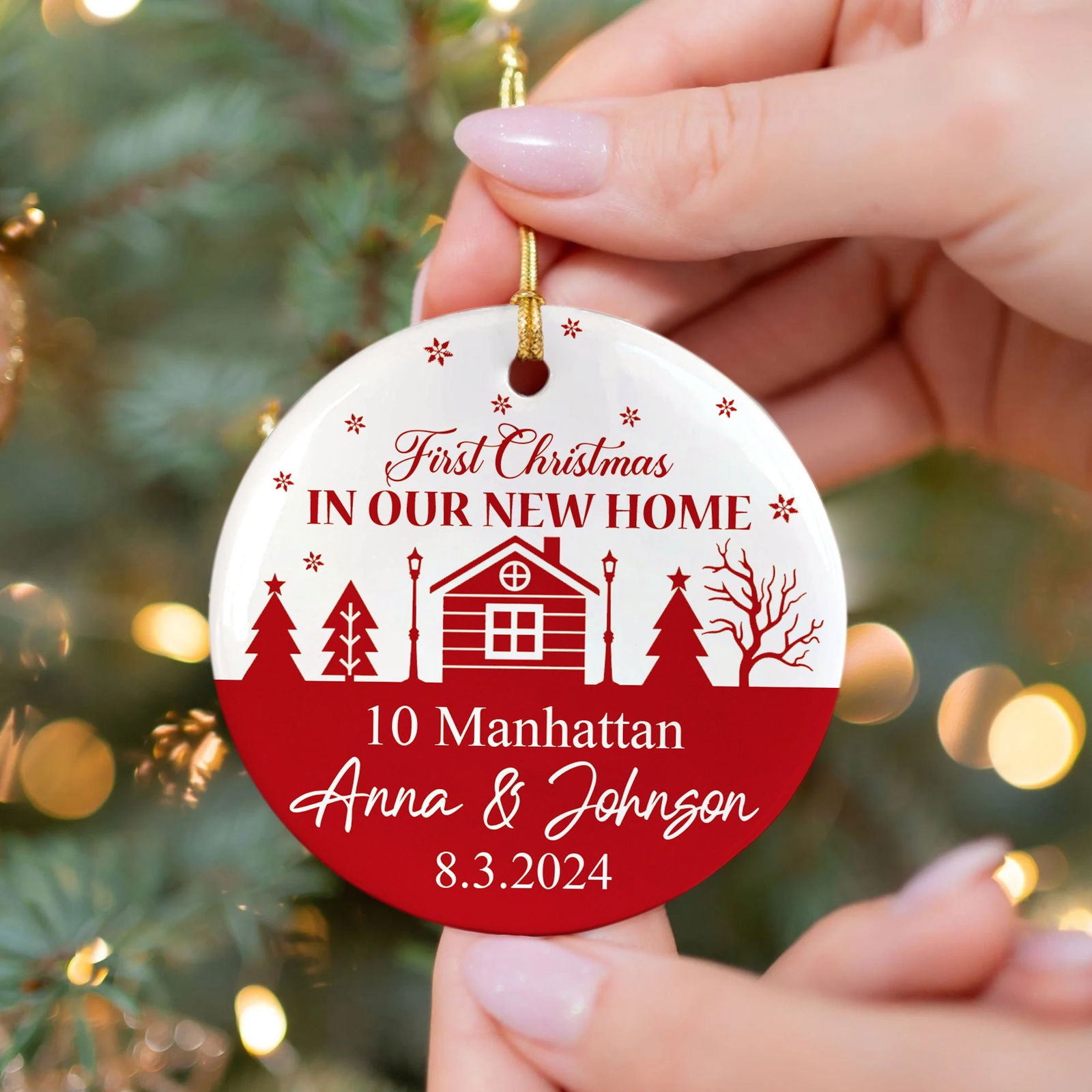 Personalized New Home Ornament, New House Gift Ideas, Housewarming Gifts for New House Ornament, Welcome Home Gifts, Personalized First Christmas in Our New Home Ornament, Custom House Address Christmas Ornament, Couples New Home Ornament CX01-1 - Kindlytoys
