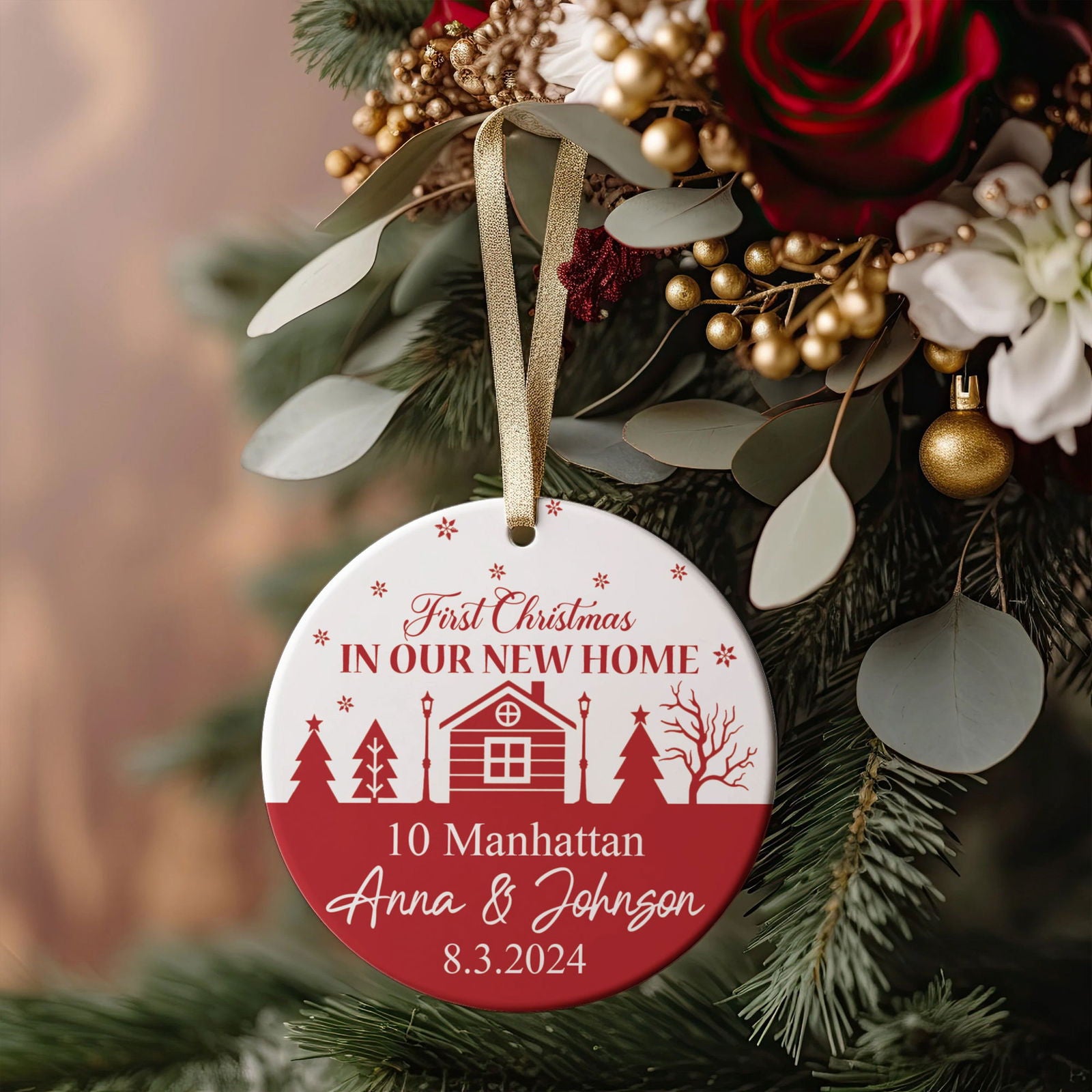 Personalized New Home Ornament, New House Gift Ideas, Housewarming Gifts for New House Ornament, Welcome Home Gifts, Personalized First Christmas in Our New Home Ornament, Custom House Address Christmas Ornament, Couples New Home Ornament CX01-1 - Kindlytoys