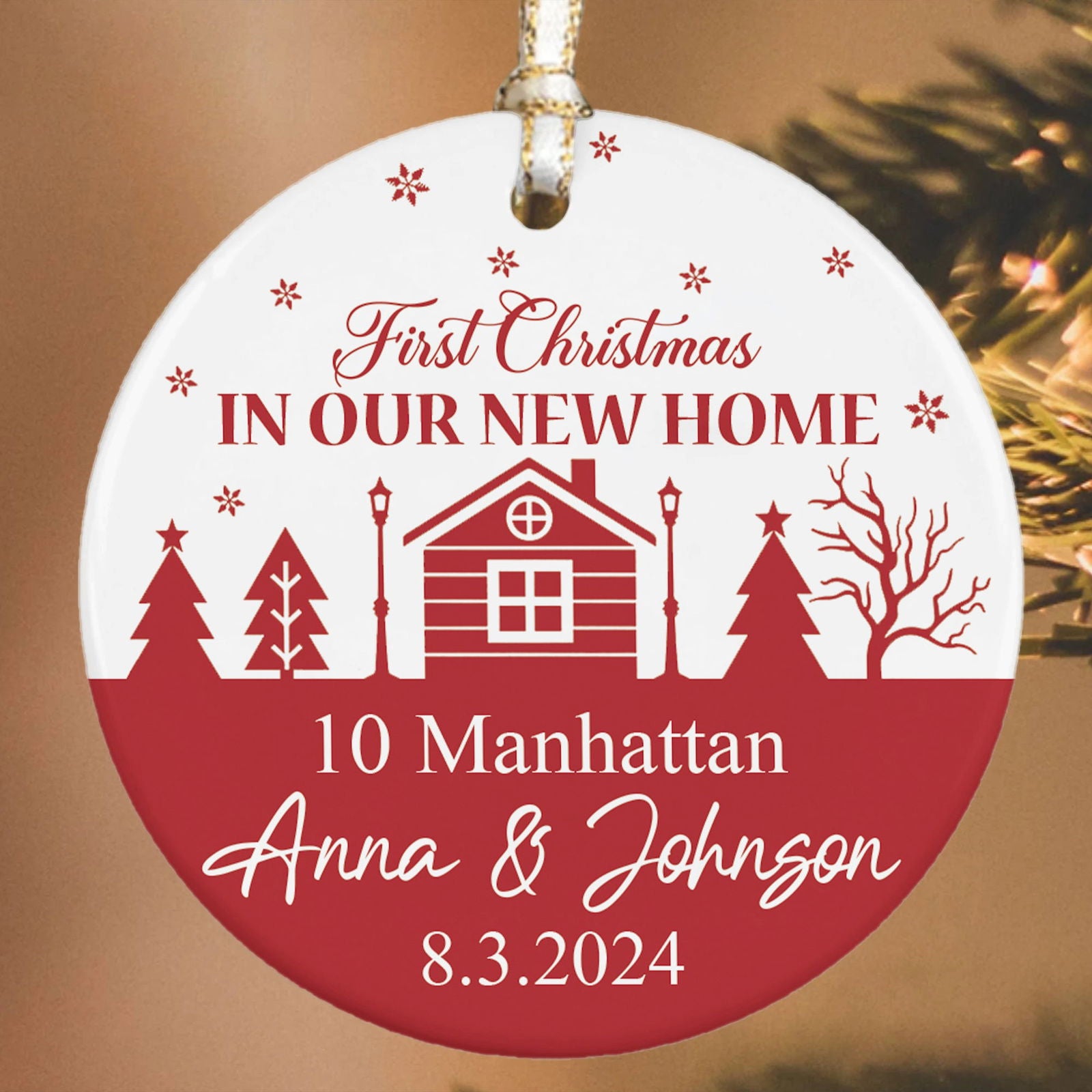 Personalized New Home Ornament, New House Gift Ideas, Housewarming Gifts for New House Ornament, Welcome Home Gifts, Personalized First Christmas in Our New Home Ornament, Custom House Address Christmas Ornament, Couples New Home Ornament CX01-1 - Kindlytoys