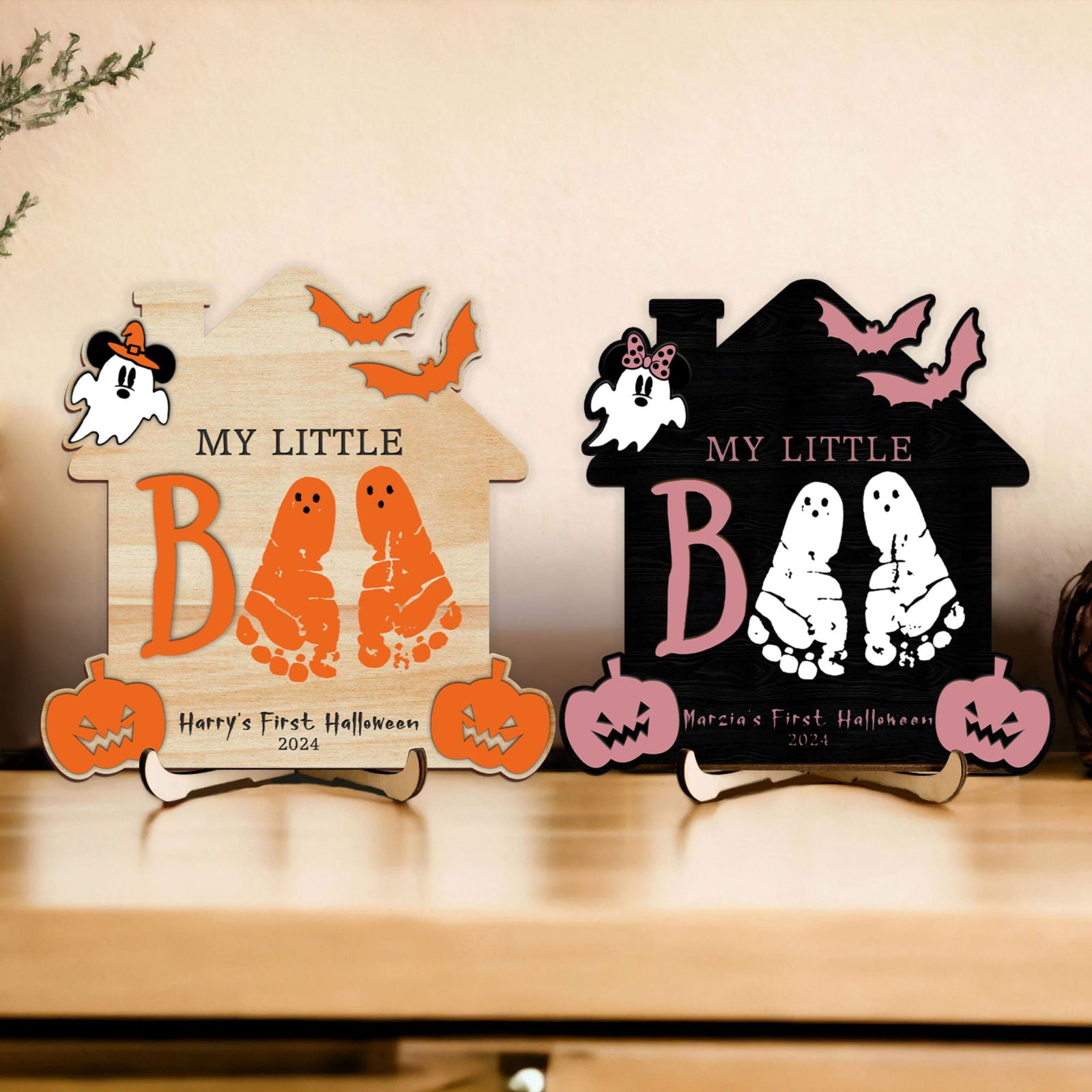 Personalized Our Little Boo Footprint Sign, Halloween Footprint Art FT26 - Kindlytoys