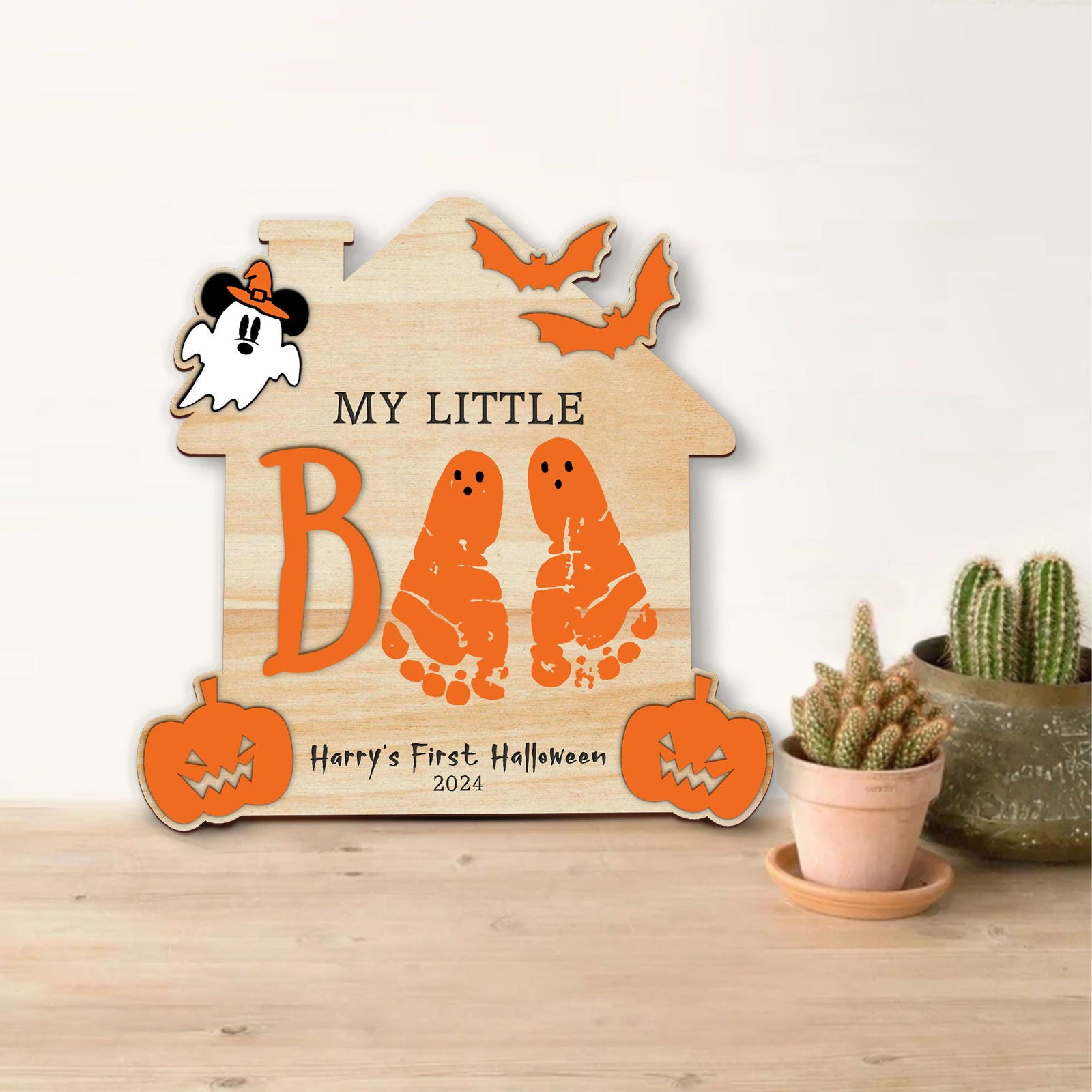 Personalized Our Little Boo Footprint Sign, Halloween Footprint Art FT26 - Kindlytoys