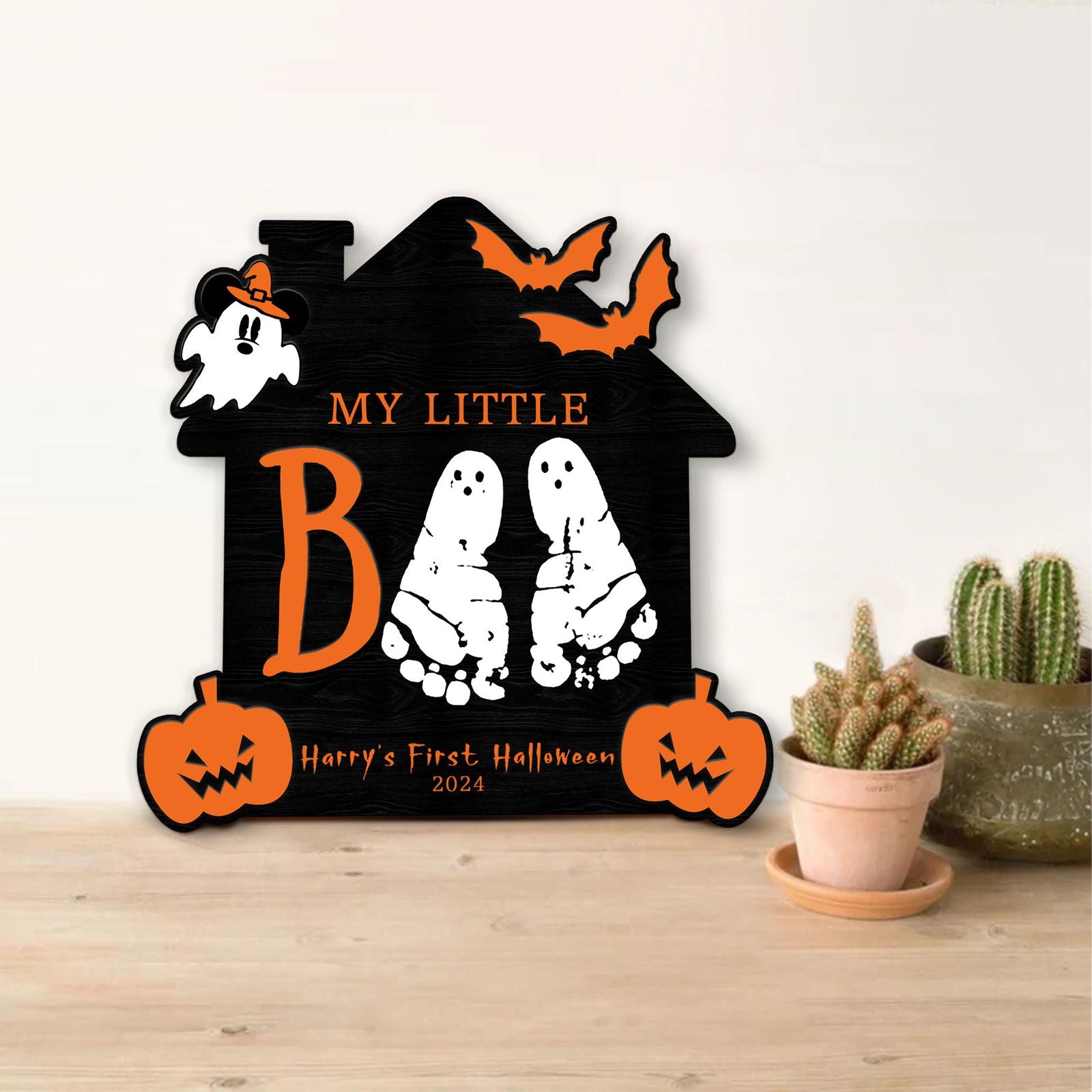 Personalized Our Little Boo Footprint Sign, Halloween Footprint Art FT26 - Kindlytoys