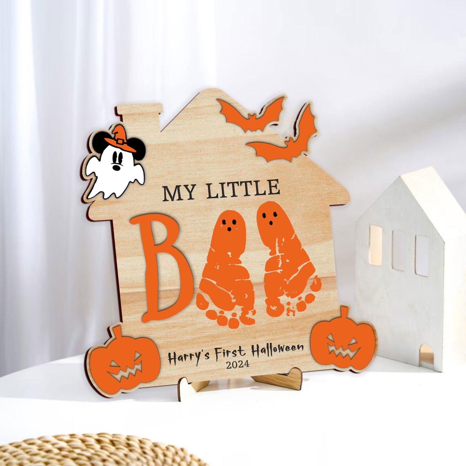 Personalized Our Little Boo Footprint Sign, Halloween Footprint Art FT26 - Kindlytoys