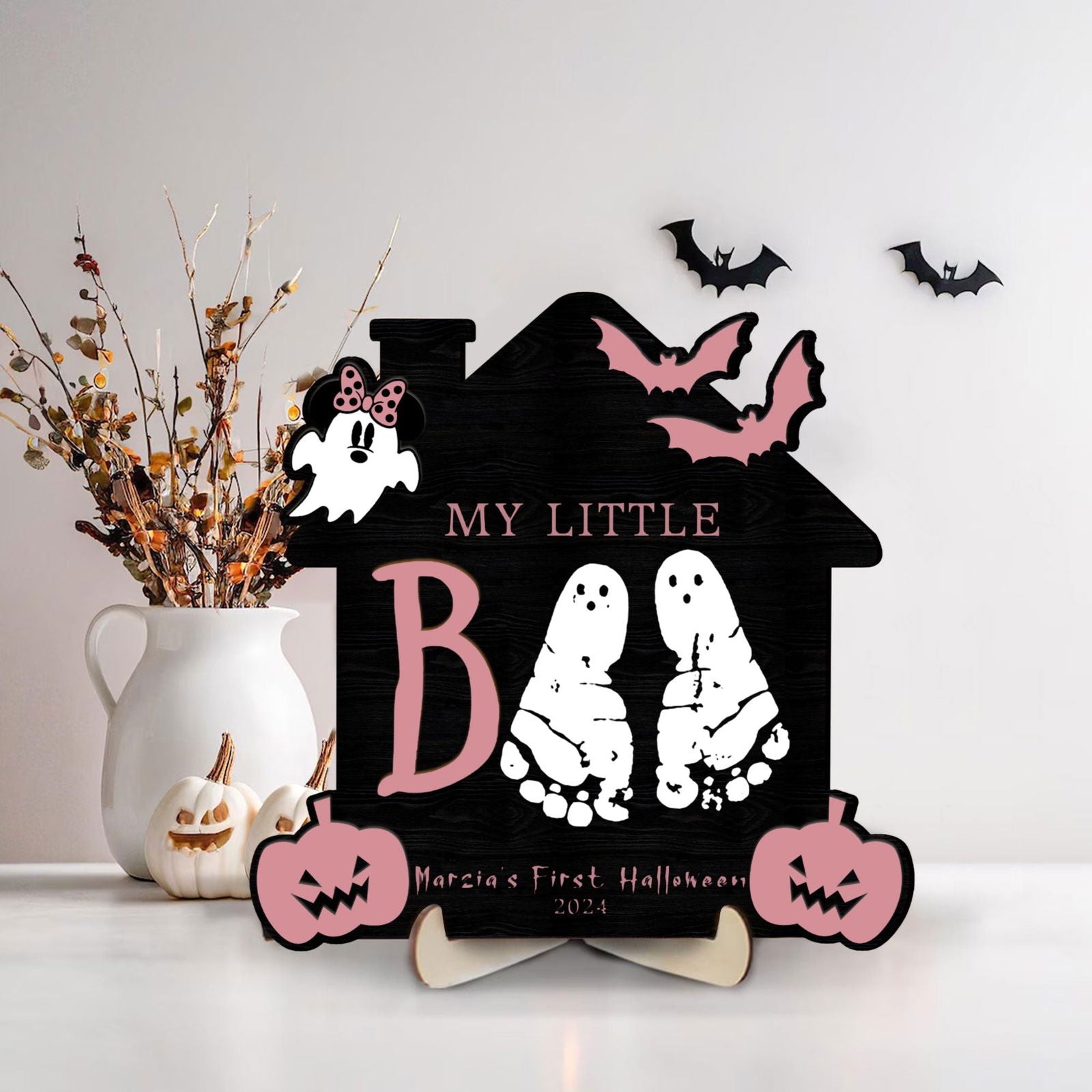 Personalized Our Little Boo Footprint Sign, Halloween Footprint Art FT26 - Kindlytoys