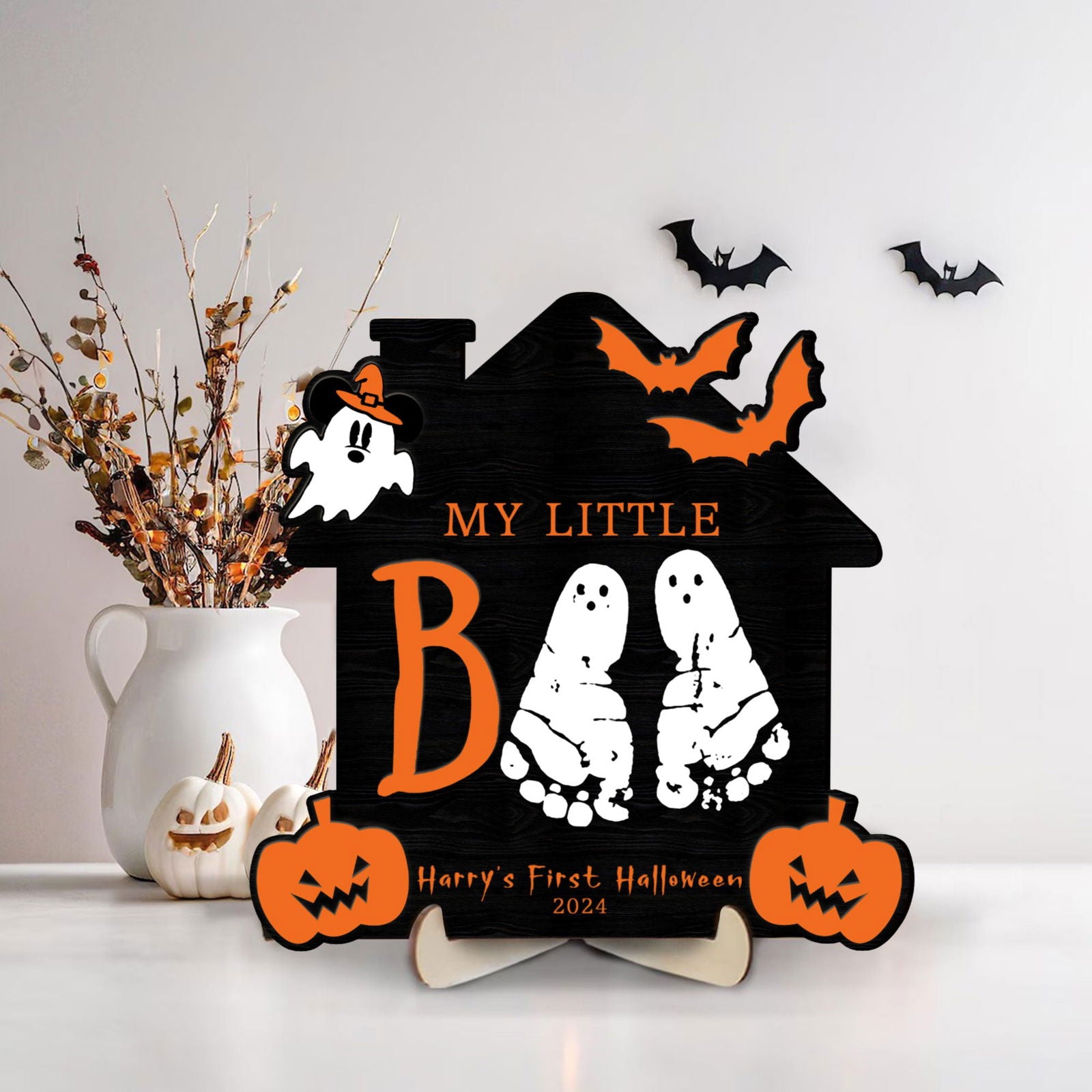 Personalized Our Little Boo Footprint Sign, Halloween Footprint Art FT26 - Kindlytoys