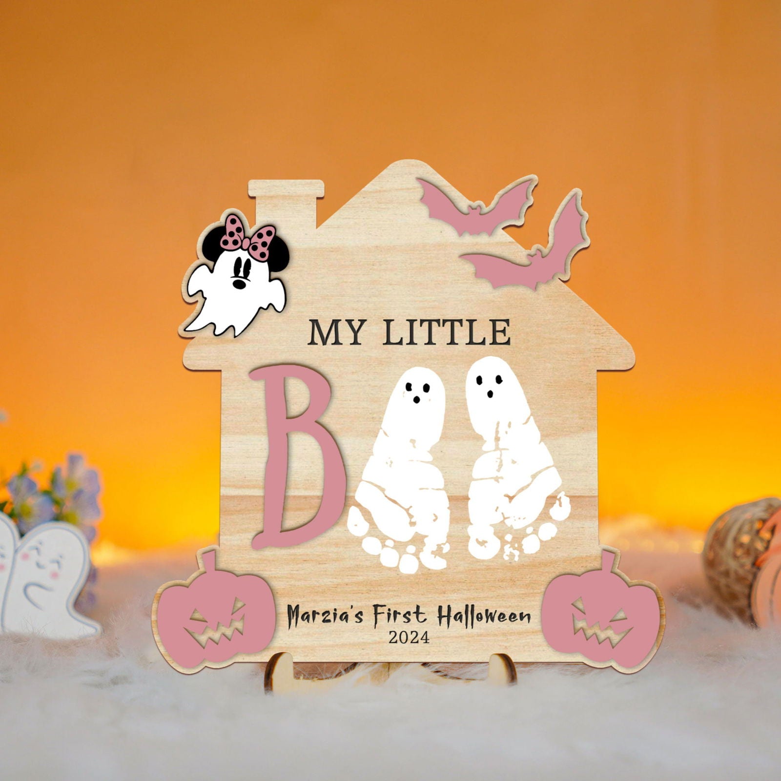 Personalized Our Little Boo Footprint Sign, Halloween Footprint Art FT26 - Kindlytoys
