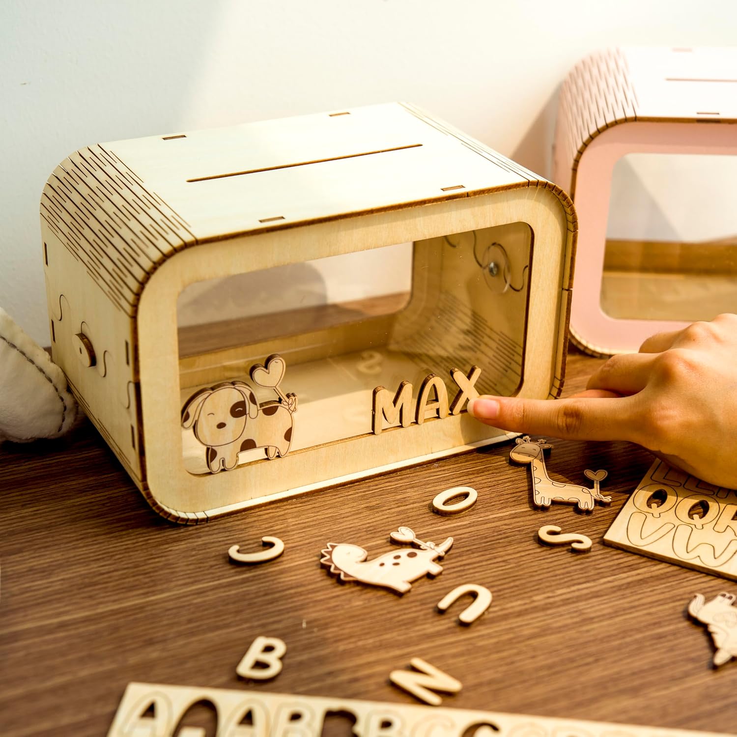 Personalized Piggy Bank For Kids, Wooden Piggy Bank with Name, DIY Piggy Bank, First Birthday Gifts Idea, 1st Christmas Gifts For Kids - Kindlytoys