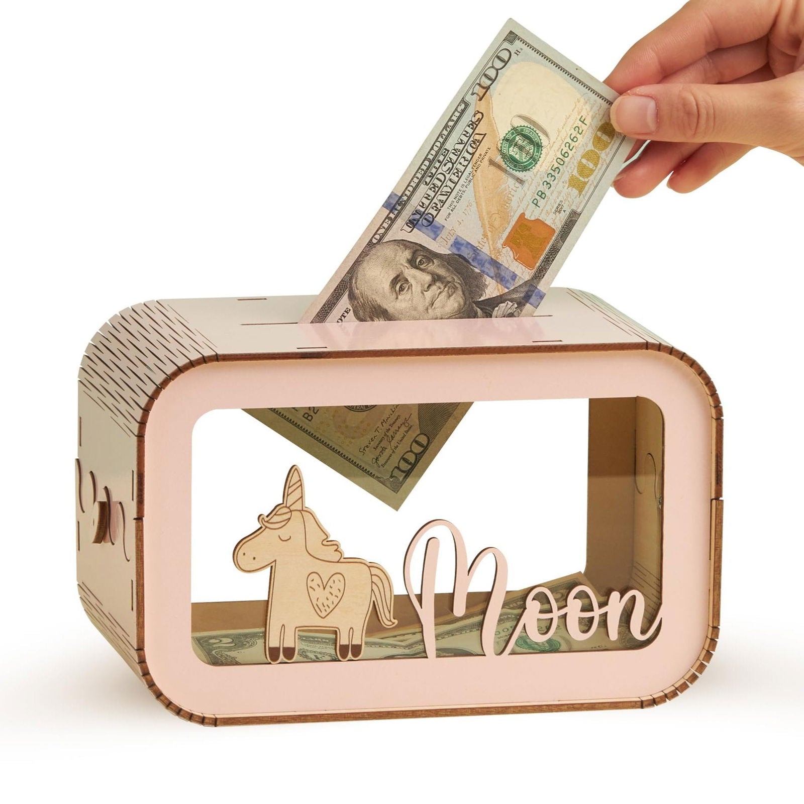 Personalized Piggy Bank For Kids, Wooden Piggy Bank with Name, DIY Piggy Bank, First Birthday Gifts Idea, 1st Christmas Gifts For Kids - Kindlytoys