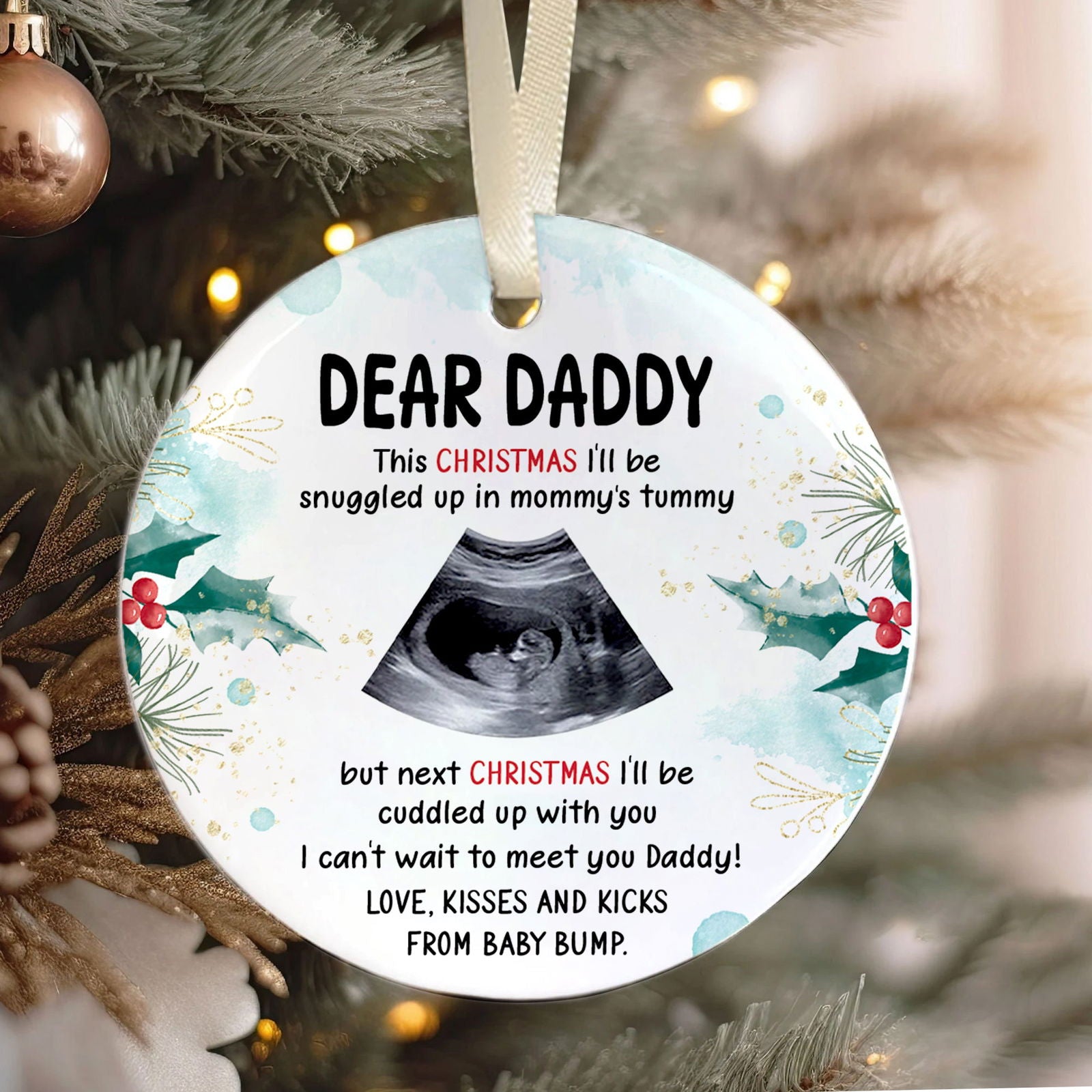 Personalized Pregnancy Announcement Ornament, Baby Ultrasound Ornament 2024, First Baby Ornament, Keepsake Christmas Gift CX03-42 - Kindlytoys