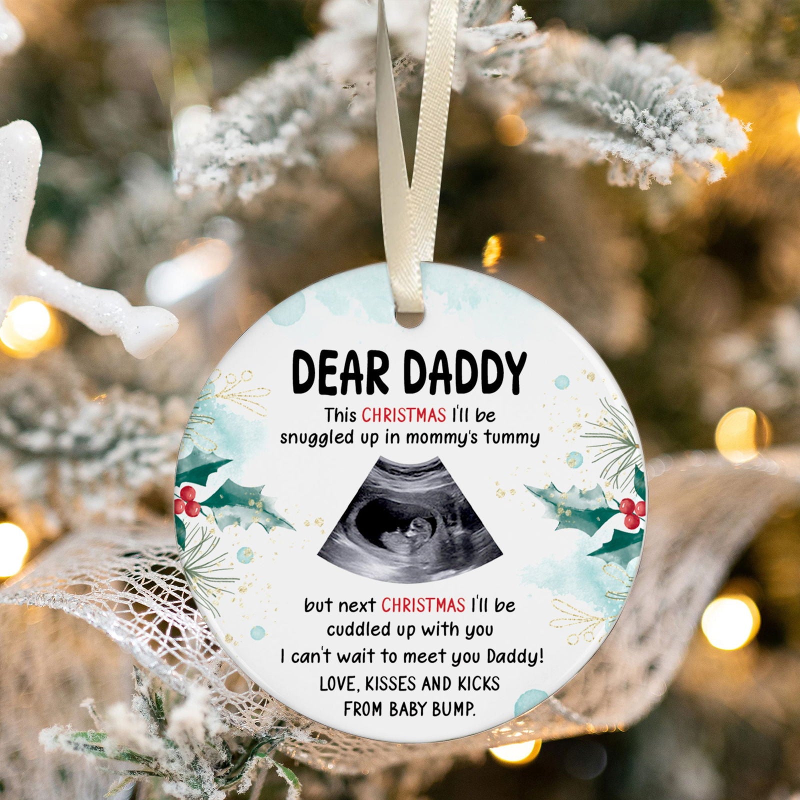 Personalized Pregnancy Announcement Ornament, Baby Ultrasound Ornament 2024, First Baby Ornament, Keepsake Christmas Gift CX03-42 - Kindlytoys