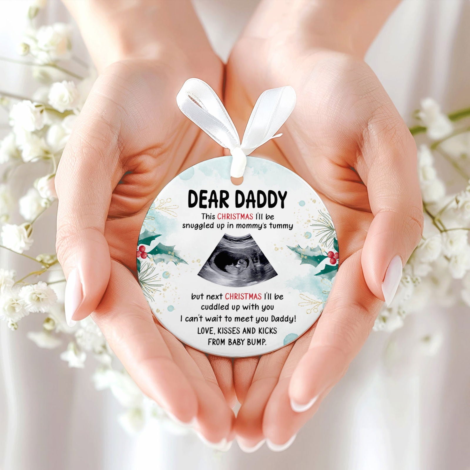 Personalized Pregnancy Announcement Ornament, Baby Ultrasound Ornament 2024, First Baby Ornament, Keepsake Christmas Gift CX03-42 - Kindlytoys