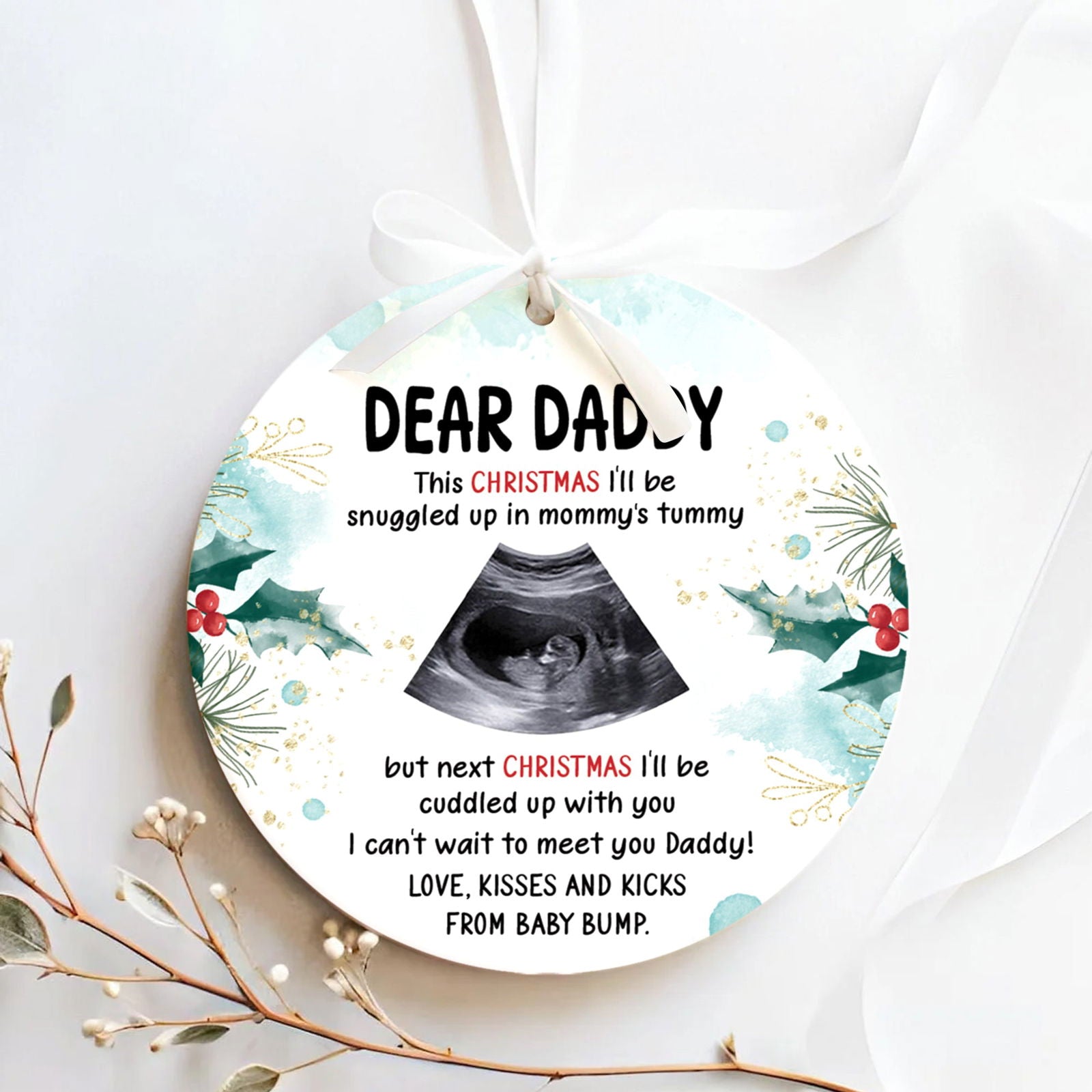Personalized Pregnancy Announcement Ornament, Baby Ultrasound Ornament 2024, First Baby Ornament, Keepsake Christmas Gift CX03-42 - Kindlytoys