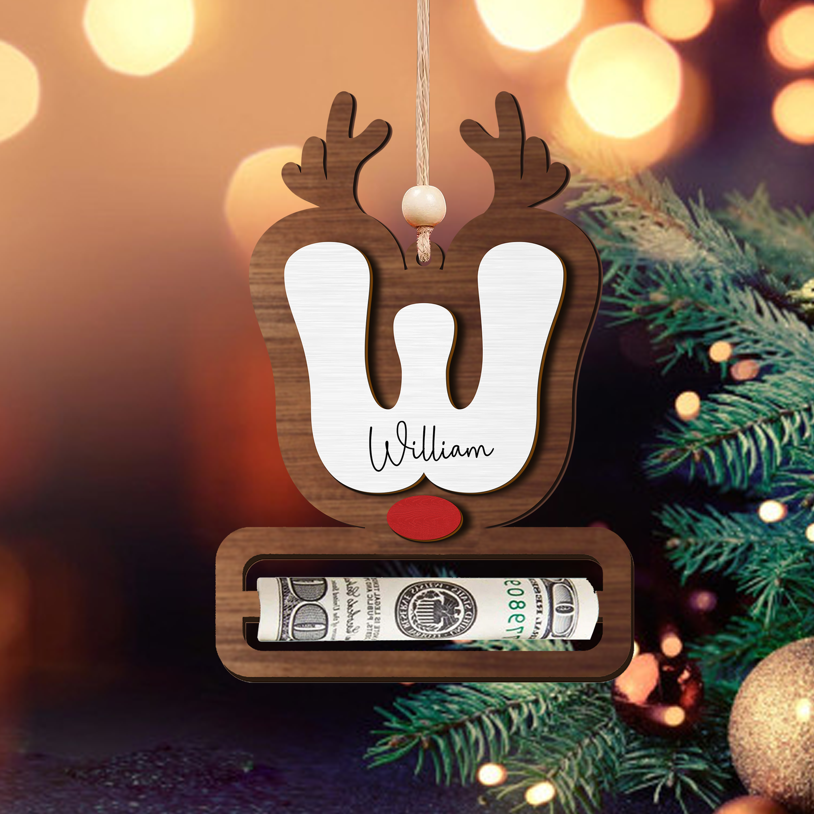 Personalized Reindeer Alphabet Christmas Money Holder, Christmas Reindeer Letter Ornament MH46 - Kindlytoys