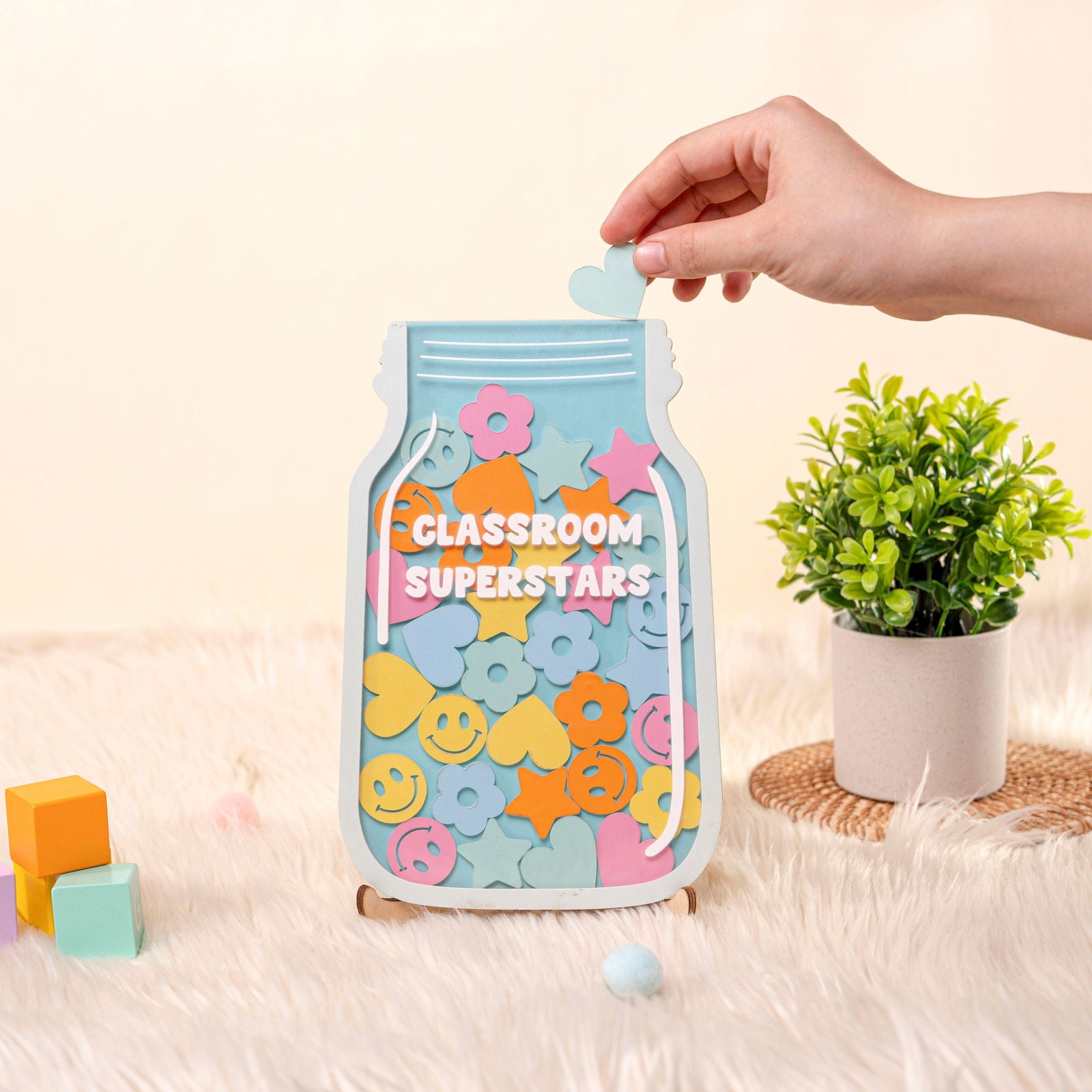 Personalized Reward Jar and Tokens, Positive Behavior Chart for Classroom, Stars Reward Jar for KidsThe Star Jar Behavior Chart for Kids at Home PY14 - Kindlytoys