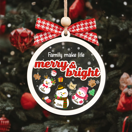 Personalized Shaker Snowman Christmas Ornaments for Family Members, Pet Dog Cat CF147 - Kindlytoys