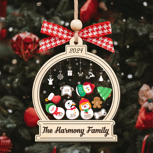 Personalized Snowman Family Christmas Ornament 2024 – Custom 3-Layer Shaker Ornament CF105 - Kindlytoys