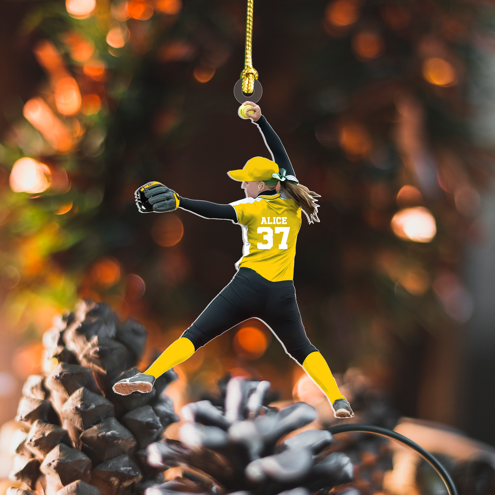 Personalized Softball Ornament, Custom Softball Acrylic Ornament, Custom Softball Ornament, CF438 - Kindlytoys