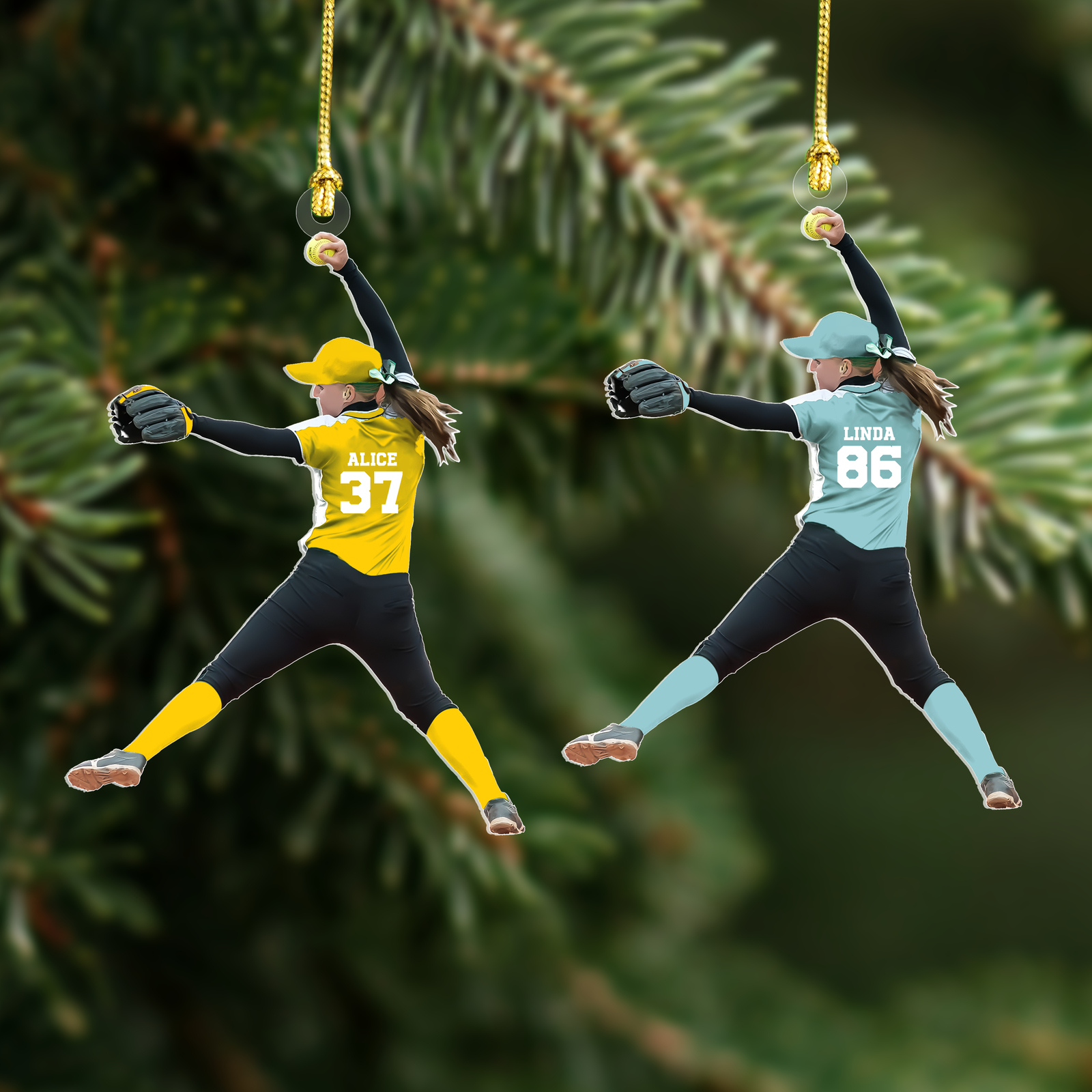 Personalized Softball Ornament, Custom Softball Acrylic Ornament, Custom Softball Ornament, CF438 - Kindlytoys