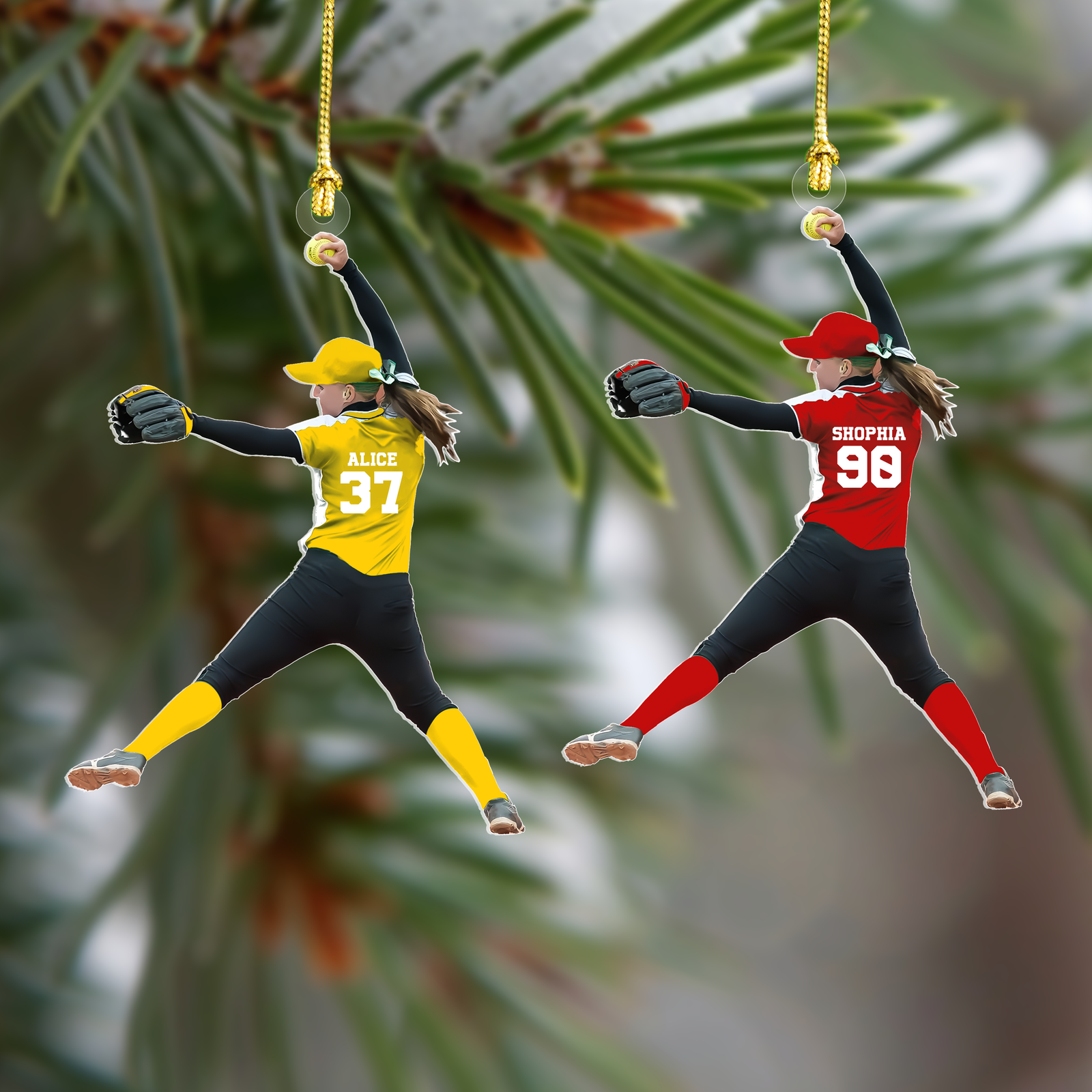 Personalized Softball Ornament, Custom Softball Acrylic Ornament, Custom Softball Ornament, CF438 - Kindlytoys