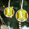 Personalized Softball Ornament, Custom Softball Wood Ornament 2 Layered CF425 - Kindlytoys