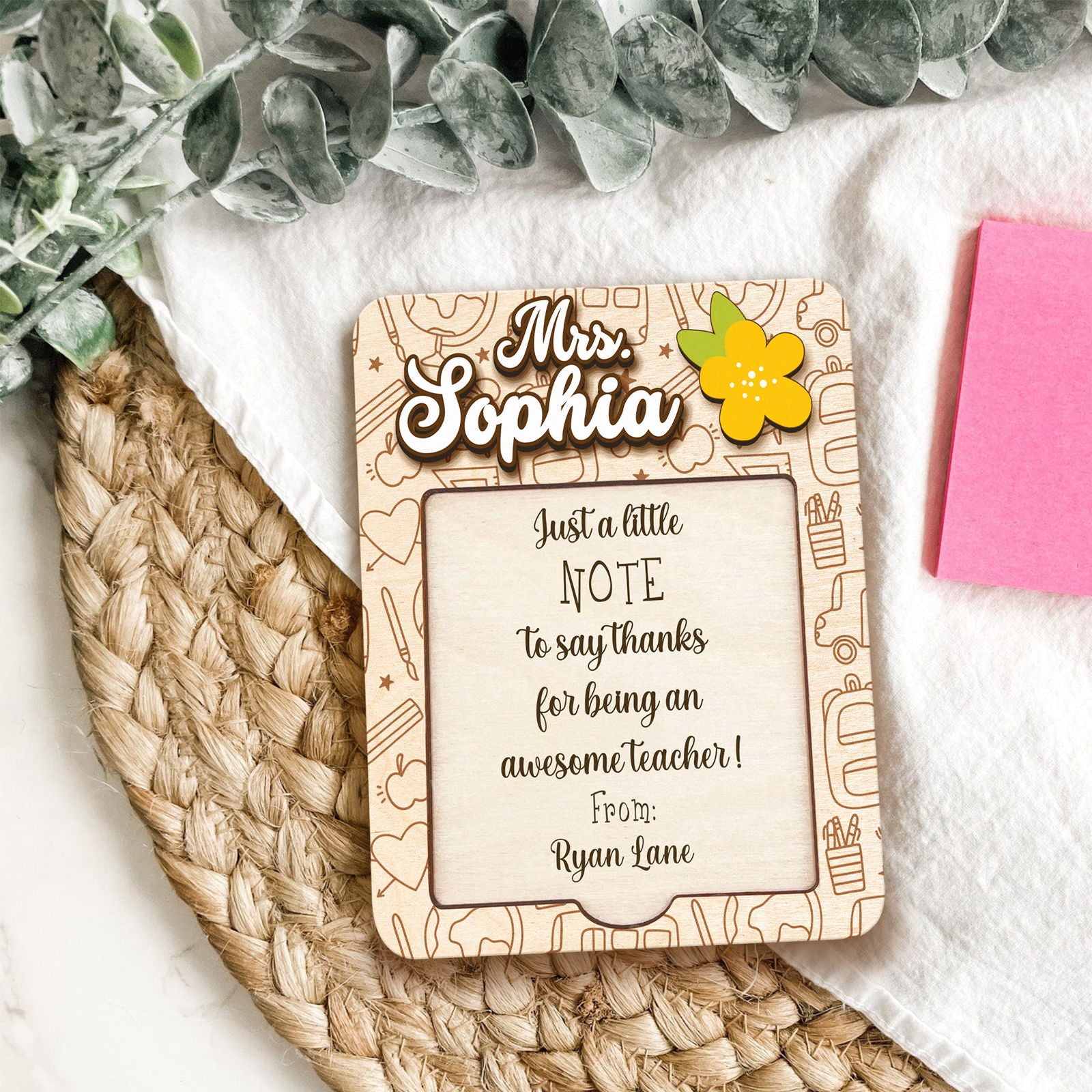 Personalized Sticky Note Holder Teacher, Appreciation Gift, Back to School Gift for Teacher, Thank You Gift, Custom Gift for Teacher SN11 - Kindlytoys