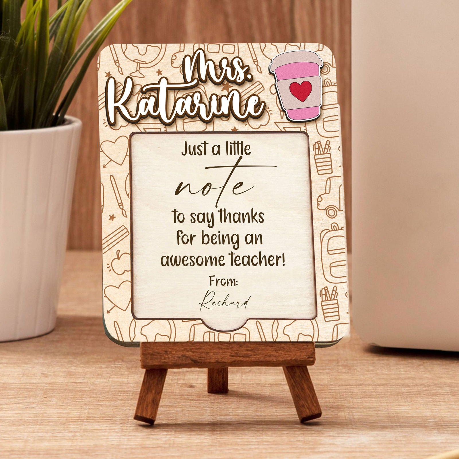 Personalized Sticky Note Holder Teacher, Appreciation Gift, Back to School Gift for Teacher, Thank You Gift, Custom Gift for Teacher SN11 - Kindlytoys
