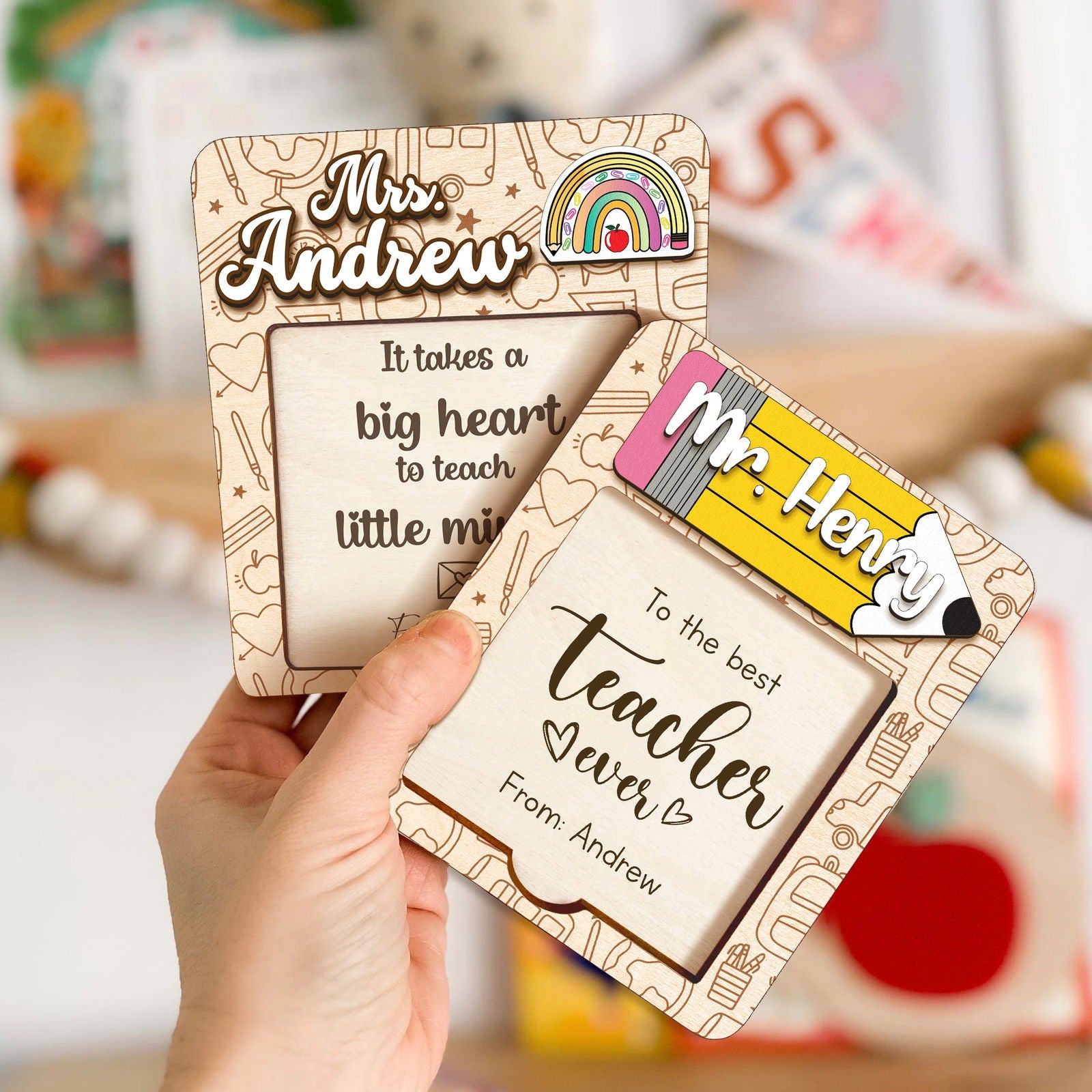 Personalized Sticky Note Holder Teacher, Appreciation Gift, Back to School Gift for Teacher, Thank You Gift, Custom Gift for Teacher SN11 - Kindlytoys
