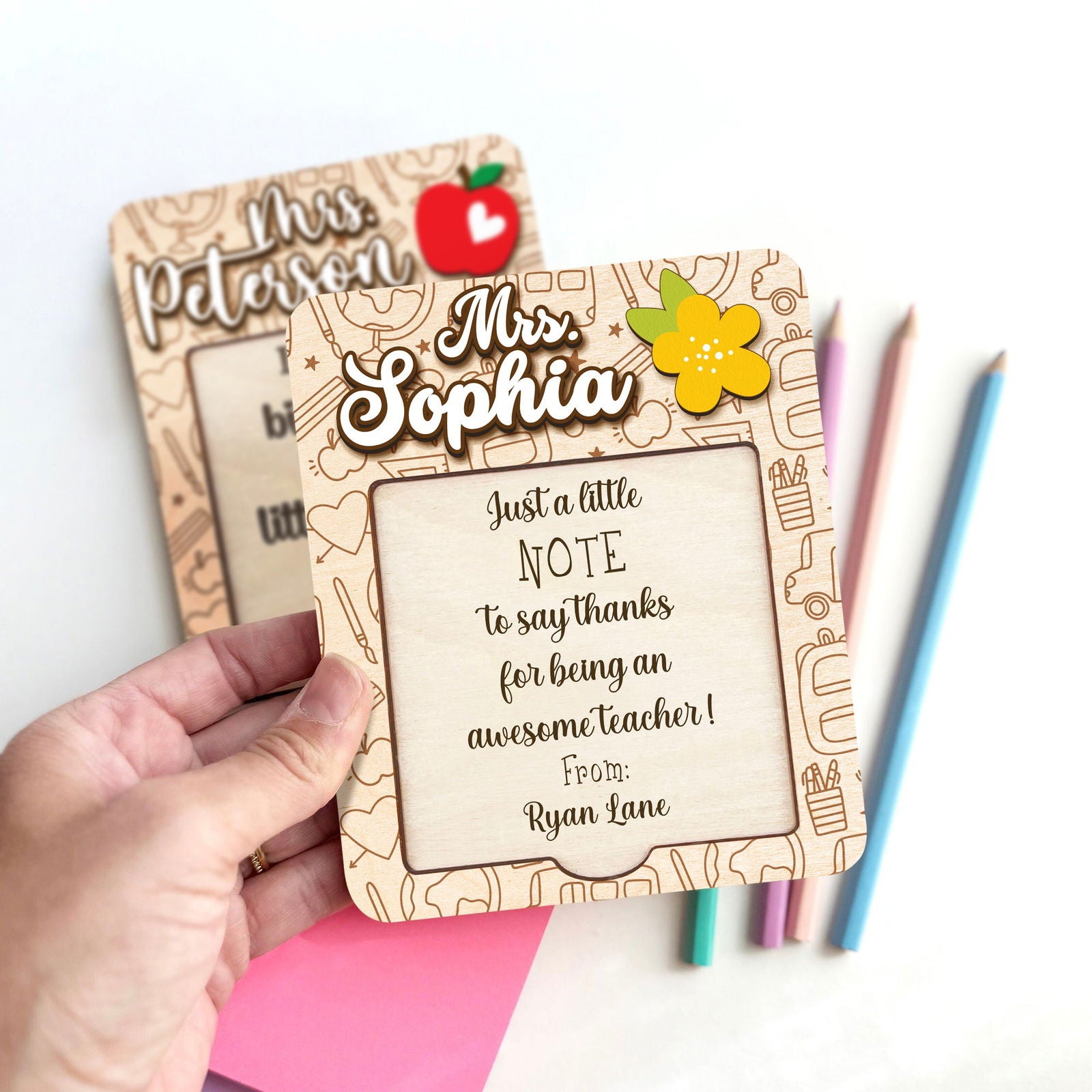 Personalized Sticky Note Holder Teacher, Appreciation Gift, Back to School Gift for Teacher, Thank You Gift, Custom Gift for Teacher SN11 - Kindlytoys