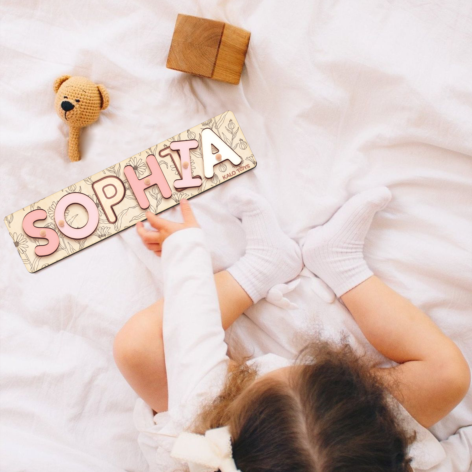 Personalized Wooden Name Puzzle with Custom Themed Backgrounds, Montessori Toddler Puzzle, Customizable Puzzle Board for Kids, Gifts For 1 Year Old NP40 - Kindlytoys