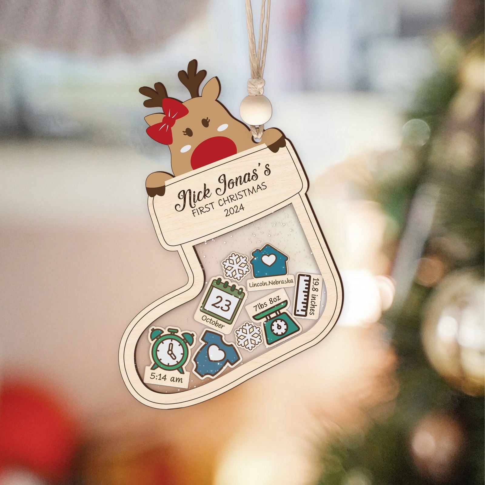 Reindeer Baby's First Christmas Ornament 2024, Shake Babies Ornament CF38 - Kindlytoys