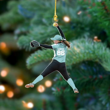 Personalized Softball Ornament, Custom Softball Acrylic Ornament, Custom Softball Ornament, CF438