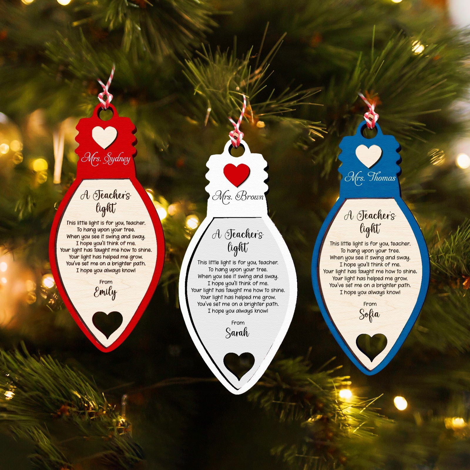 Teacher Christmas Light Ornament, A Teachers Light, Christmas Light Ornament KT06 - Kindlytoys