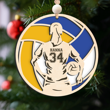 Personalized Volleyball 2 Layered Wooden Ornament, Custom Name Number Volleyball Player Christmas Ornament, CF930