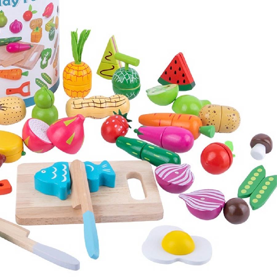 Wooden Fruit Cutting Play Set, Wooden Montessori Toys KL04 - Kindlytoys
