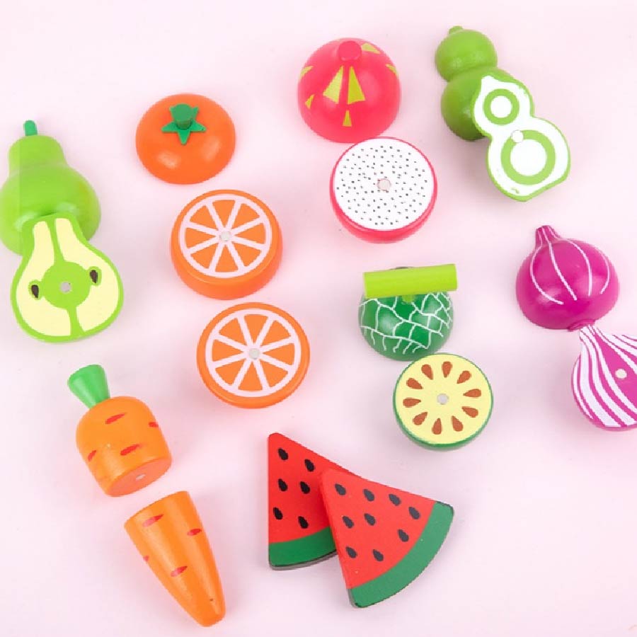 Wooden Fruit Cutting Play Set, Wooden Montessori Toys KL04 - Kindlytoys
