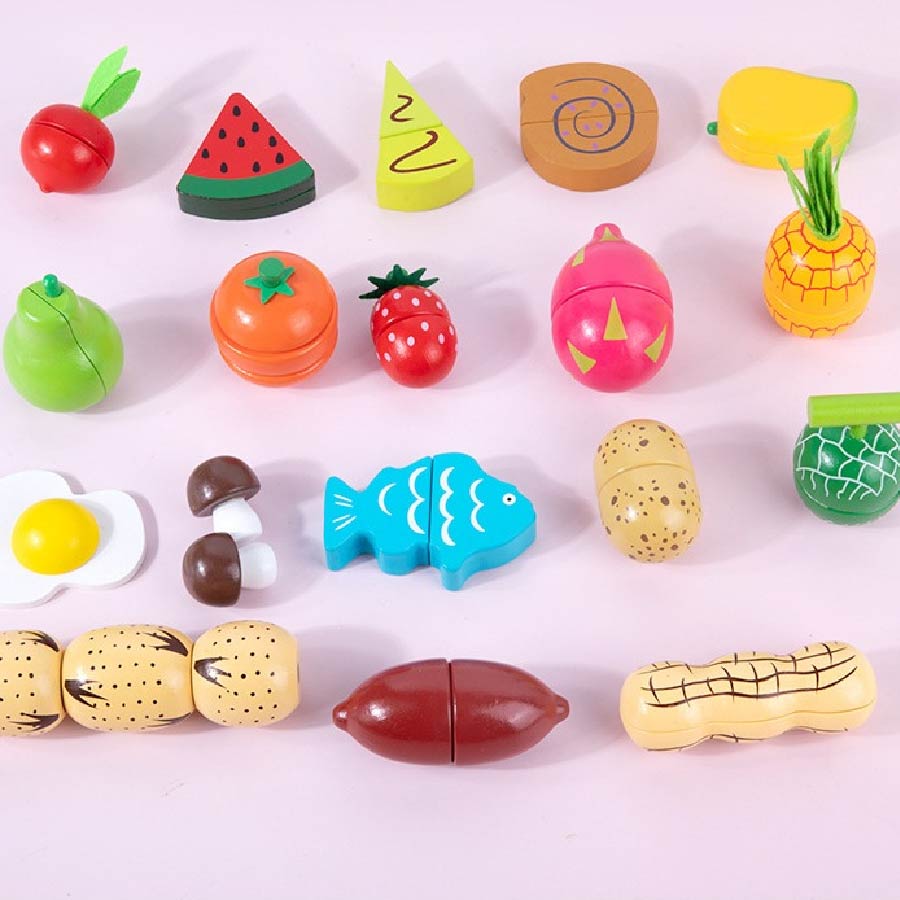 Wooden Fruit Cutting Play Set, Wooden Montessori Toys KL04 - Kindlytoys