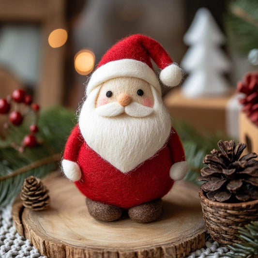Handmade Wool Felt Santa Claus, Christmas Desk Decor, First Xmas Gift for Kids