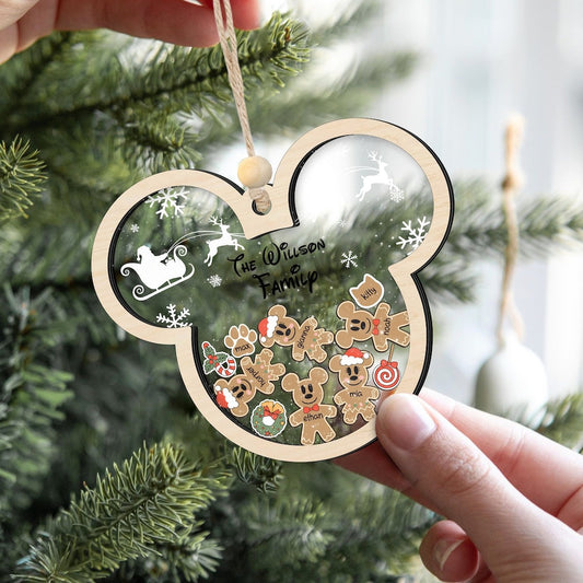 Personalized Gingerbread Mickey Mouse Family Ornament 2024, 4D Customized Cookie Ornament Gift, Custom Family Christmas Ornament CF74