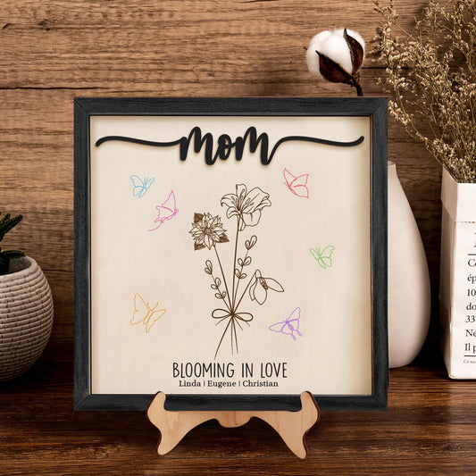 Custom Birth Month Flowers Sign, First Mom Now Grandma Gift, Unique Mothers Day Gift, Personalized Gift for Mom and Grandma MS22