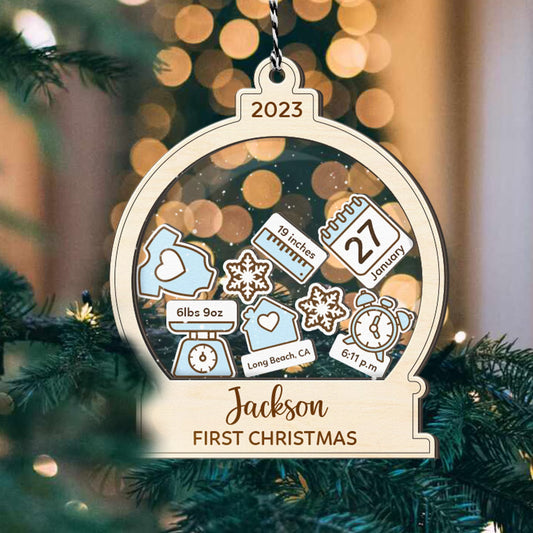 Baby's First Christmas Ornament 2023, Custom New Baby Gift, 4D Shake Babies Ornament, Personalized Baby Shower Gift, CF17