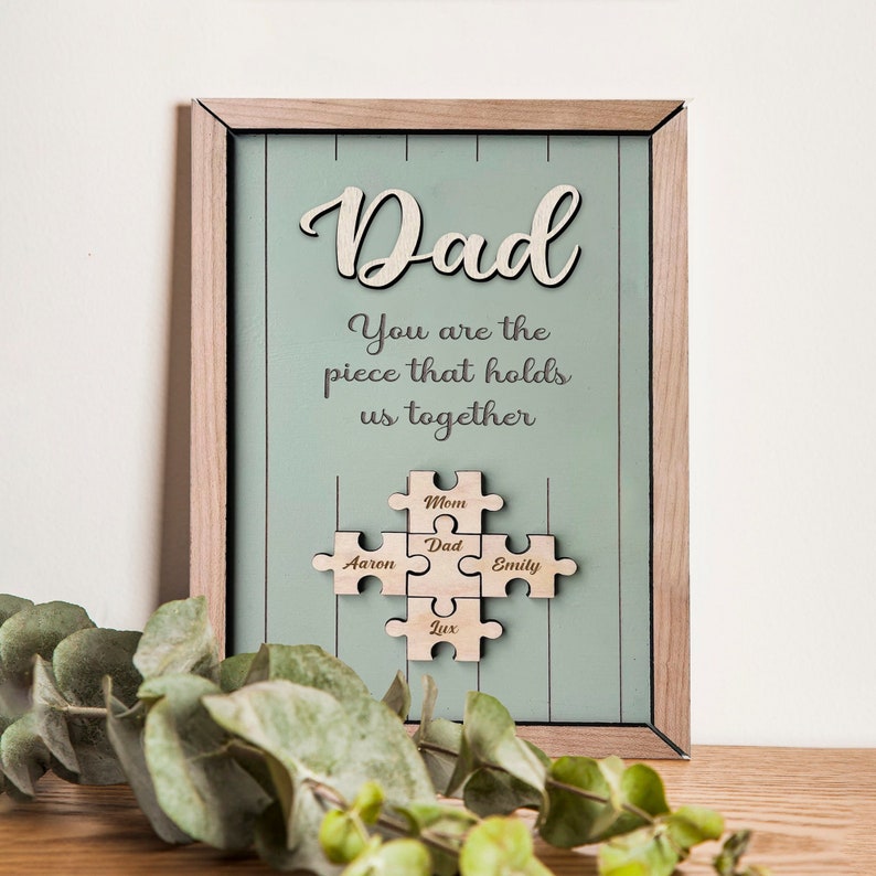 Unique Personalized Father Day Gift, Custom Puzzle Piece Sign For Papa