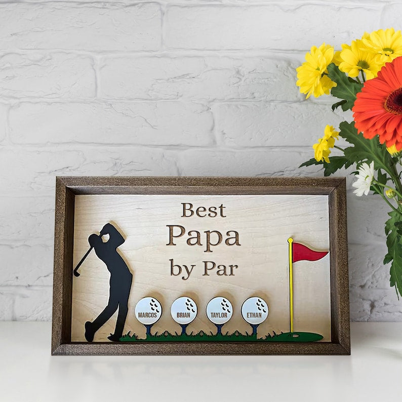 Personalized Plaque for Grandpa, Personalized Wooden Golf Sign, Custom Frame Father