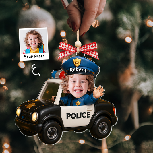 Personalized Photo Ornament, Custom Child Face Car Ornament, Christmas Gift for Kids & Grandkids