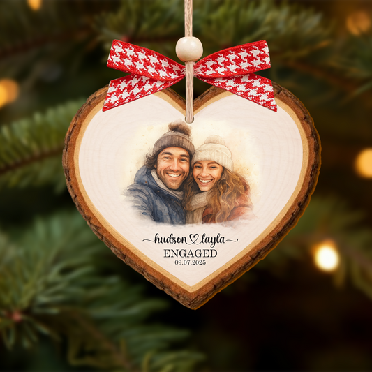 Personalized Couple Proposal Ornament, Custom Watercolor Portrait Ornament, Engagement Ornament Gift, Anniversary Ornament for Couples, Custom Photo Ornament
