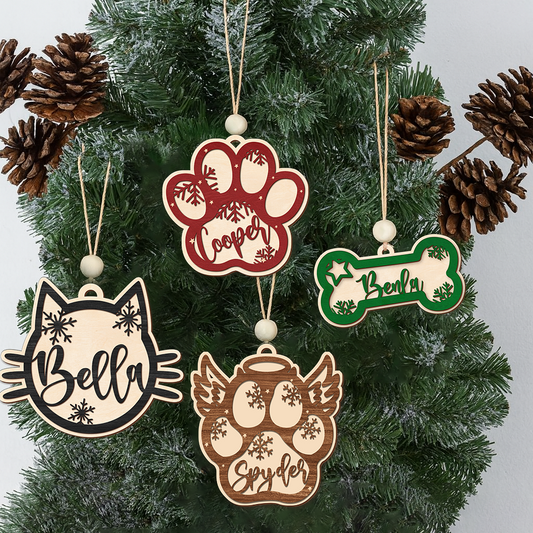 Personalized Dog Paw Ornament, Custom Cat Christmas Ornament, Pet Memorial 2025 Ornament, Gift for Dog Mom Dog Dad