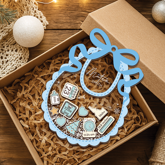 Baby's First Christmas Ornament 2025, Personalized Baby 1st Christmas Ornament, Custom New Baby Gift, 4D Shake Babies Ornament, Baby Shower