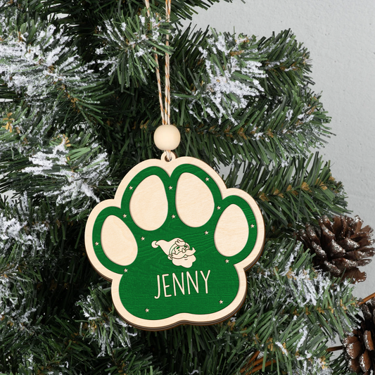Personalized Dog Paw Ornament, Pet Christmas Ornament, Custom Dog Ornaments for Christmas Tree, Dogs Name, Dog Ornament