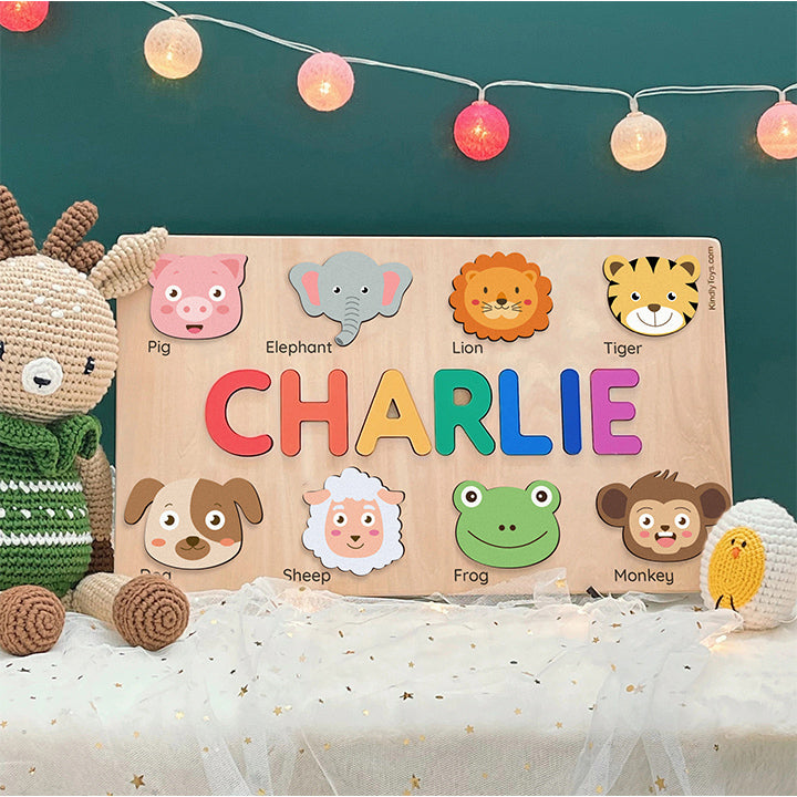 Adorable Animal Personalized Puzzle - Wooden Montessori Toys | KindlyToys